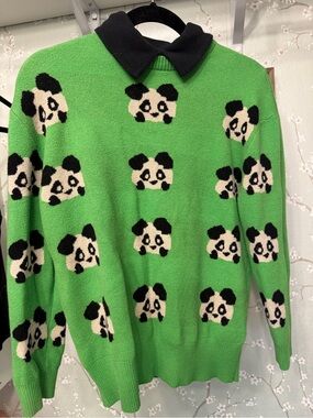 Native Youth Neon Green Panda Knit Sweater